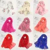 Женщины мусульманские шифоновые хиджаб тонкие цветочные платки Обертывание вышитых шарф -шарфов для женщины -мусульманского головного платка Ислам Турбан вуаль