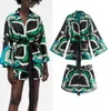 Survêtements Femmes Mode Femme Avec Ceinture Imprimé Wrap Kimono Blouses Vintage Trois Quarts Manches Femme Chemises Chic Tops 230317