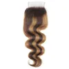 Yirubeauty Brazilian Human Hair Double Wefts 2バンドル4x4レース閉鎖p4/27ピアノカラーシルキーストレート10-30インチキンキーカーリー