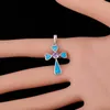 Подвесные ожерелья Kongmoon Cross 5 мм круглый фиолетовый Cz Heart Ocean Blue Fire Opal Silver Learnry для женского ожерелья