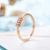 Cluster-Ringe aus massivem 14-karätigem Roségold, winziger Moissanit-Hochzeitsring, stapelbarer Brautschmuck für Frauen, Geschenk