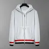 Hoodies Autumn Winter New Waffle Men's Sweater TB Trendy Stripe Men's and Women's Par Zipper Hoodie Jacket