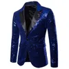 Costumes pour hommes en hommes Blazer bouton unique coupe 3d événement hôte brillant paillettes costume manteau veste polyvalente pour la fête