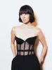 Tanques femininos Camis Sexy Lace Strapless Bodycon Bodysuit elegante Mulheres pretas Mesh de retalhos de retalhos Slim Celebrity Party Runway Club 230317