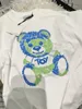 귀여운 작은 곰 웨이브 여름 아기 소년 소녀 티셔츠 코튼 아동 의류 반팔 티셔츠 어린이 라운드 칼라 티셔츠 루스 스타일