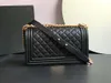 10A Top Tier Espejo Calidad Lujos Diseñador Mediano Caviar Boy 25 cm Bolso Mujer Cuero Real Lambsk Monedero acolchado Bolso Negro Caja de hombro Bolsas Cartera en