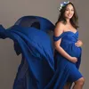 Zwangerschapsjurken Off schouderjurk Lace Chiffon Long Tail Zwangerschap Pography Po Shoot Baby Shower Prop Zwangere vrouwen Maxi Jurk 230320