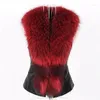 Women's Vests 2023 Autumn Winter Imitation Fur Vest Women's Short Hair PU Leather Casual Girl Lady Black Waistcoat