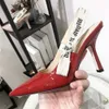 20230320 Elbise Kadın Ayakkabıları Seksi Pompalar Saçlı Ayak Slingbacks Mektup Kayış Sandalet Boyutu 35-43