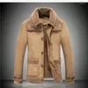 Chaquetas de hombre invierno otoño chaqueta abrigos Fuax cuero piel 2023 Casual cuello vuelto gabardina botón cortavientos M-4XL hombres