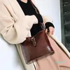 Abendtaschen Vintage Einfache Kleine PU Leder Eimer Umhängetasche Frauen Designer Mode Dame Luxus Schwarz Schulter Handtaschen Messenger