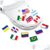 Pièces de chaussures Accessoires Drapeau National Croc Charmes Mode Amour Pour Décorations Pvc Chaussures Souples Charme Ornements Dhr0R