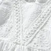 Flickans klänningar Casual Fashion Clothes Summer Baby Girls Dress Short Sleeve Hollowed Out Cotton White Princess Dress Kids Party Dresses 230320