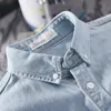 Camisas casuales para hombres # 4705 Camisa vaquera de algodón puro para hombres Camisa vintage lavada de manga larga para hombre Primavera Casual Negro Azul Retro Tallas grandes 3XL 4XL 230320