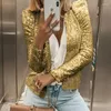Women's Jackets 2023 Women's Fashion Stand Casual All-Match Small Collar Color Matching Sequin Coat Short