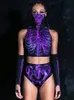 Women's Tracksuits InsDoit Y2K Gothic Sexy Hooded Crop Top Briefs Gloves Two Piece Women Skeleton Print Summer Tops Streetwear Punk Slim Three Set 230317