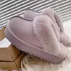 Australië Nieuw patroon dik Soled Slippers Australian Classic Keep Warm Man Boots Womens Mini Half Snow Boot Winter Volbont Fluffy Furry Satijnen enkelschilderlaarzen Box