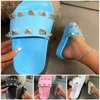 Designer Womens Slippers 2023 New Fish Mouth Open Toe Slides Rivet Flat Bottom Sandals Solid Color Shoes