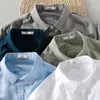 Casual shirts -stijl voor heren Sky Blue Shirt Men Merk Linnen Solid Fashion Lange Mouw Square Collar Cotton Shirts For Men Camisas Chemise 230320