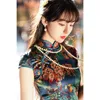 Ethnic Clothing Summer Improved Cheongsam Vintage Long Dress Thin Chinese Style Elegant Young Girl Dresses Flower Qipao