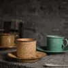 Fincan tabakları kupa kamp kahve fincanı seti espresso latte yeniden kullanılabilir içecek çay vintage soğuk porselen gobelable drinkware