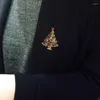 Adornos navideños, broche de árbol de pátina chapado en diamante tricolor creativo a la moda, adornos X1010