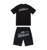 Summer new Trapstar London shooter t-shirt à manches courtes costume chenille décodage saveur de glace noire Motion actuel T-shirt à col rond short 38ess