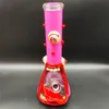 35CM 14 pollici Handy Bong Bong in vetro Pipa ad acqua 3D Mostro rosa 9MM Spessore Puffo rosso Bong in vetro Becher spesso Fumo Bubbler Dab Rig