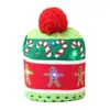 크리스마스 장식 재미있는 LED 니트 모자 따뜻한 보호 모자 어린이 성인 홈 크리스마스 장식