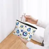 Cosmetic Bags Cute Blue And Gold Evil Eye Travel Toiletry Bag Women Hamsa Nazar Amulet Boho Makeup Organizer Beauty Storage Dopp Kit