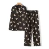 Women's Sleepwear Cute Animals Printed Long Sleeved Trouser Pajamas Suit for Women Autumn Home Clothes Cotton Ladies Loungewear Pajamas Set 230317