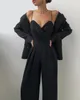 Dames Jumpsuits Rompertjes VAZN Lente Chiffon Sexy Joker Effen Elegant Spaghetti Band Europese en Amerikaanse Dames Hoge Taille Wijde Pijpen Jumpsuits 230317