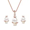 Ketting oorbellen set hc schattige angell drop joch kinderen cadeau vrouwen mooie parel kroon cartoon sprookjeshoek meisje baby sieraden t