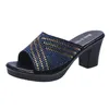 Slippers Summer 2023Women's Sandals Korean Korean Rhinestone Open Open Tee Peep Plate Mom-Middle Light High Heel A739