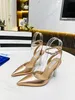 2023 Summer Patent Leather Sandals Popular Heel Gold Plated Carbon Nude Black Red High Heels Gladiator Wedding Party Sandals Strap Box.EU35-42