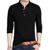 Men's T-Shirts Spring Men's Long Sleeve T Shirts Half Buttons Stand Collar Cotton Pullovers Solid Casual Tops Comfy Korea Tide Slim Thin Tees P230317