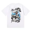 Mens Designer New Letter Driving Dogs Print Tee Womens Trendy Loose Brand Tops High Street Short Sleeve Asia Size