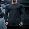 Herr t-shirts män långärmad skjortor snabb torr kroppsbyggande för män träning gym fitness casual t shirt underbesök 230317