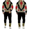 Africain Dashiki Sweat à capucheSuit Hommes Casual 3D Imprimé Style ethnique Sweat-shirt Pantalon Ensemble MenWomen Folk-Custom Streetwear Survêtement 230317