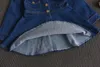 Sukienki dla dziewczynek dżinsowa sukienka jesienna mała i średnia moda odzież dla dzieci z długim rękawem Kieszonkowe Kieszonkowe sukienki 230320