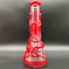 25 cm 10 tum praktisk bong glas bong vatten rör 3d röd bläckfisk halloween glas bongs tjock bägare rökare bubbler dab rigg