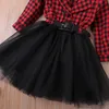 Girl's Dresses Humor Bear Girls Long Sleeve Princess Dress Plaids Party Tutu Dress Patchwork Party Pageant Holiday Dresses Christmas Clothes 230320