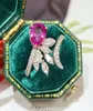 Clusterringen lr roze saffierring echt puur 18 K natuurlijke paarse edelstenen 1.36ct diamanten steen vrouw