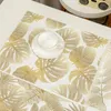 Настольные коврики INS Золотой лист PlaceMat Western Pad Coffee Tablecloth Валочная льняная льняная односторонняя печать водонепроницаемы