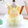 Cat Costumes Ears Summer Fancy Dresses For Pets Chihuahua Yellow Veil Sexy Girl Kitten Clothes Vest Tutu Skirt Medium Puppy Cute Dress