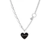 Chains Hip-hop Black Love Necklace Male Clavicle Chain Korean Version Sweater Tide Cold Wind Stitching Titanium Steel