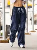 Pantaloni da donna Capris Weekeep Streetwear Pantaloni sportivi casual a righe laterali Pantaloni cargo dritti elastici a vita bassa y2k Pantaloni jogger estetici Donna Basic 230317