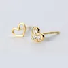 Stud Earrings 925 Sterling Silver Jewelry Fashion Tiny CZ Pave Crystal Heart Gift For Women Girls Kids Lady