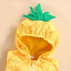 Rompers Lovely Baby Girl Boy Clothing Infant Pineapple Shaped Cosplay Costume Baby Romper Sleeveless Hooded JumpsuitSocks Outfit 230320