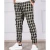 Męskie spodnie w Plaid Striped Dripstring Spodnie do mężczyzn dla mężczyzn Business Casual Pant Pant Męskie ubrania Vintage Printed Spodni 230320